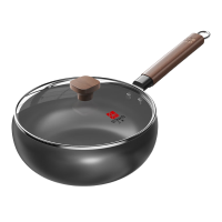 三禾铸铁无涂层炒锅24cm有盖通用炉灶健康不粘炒锅TC24P10