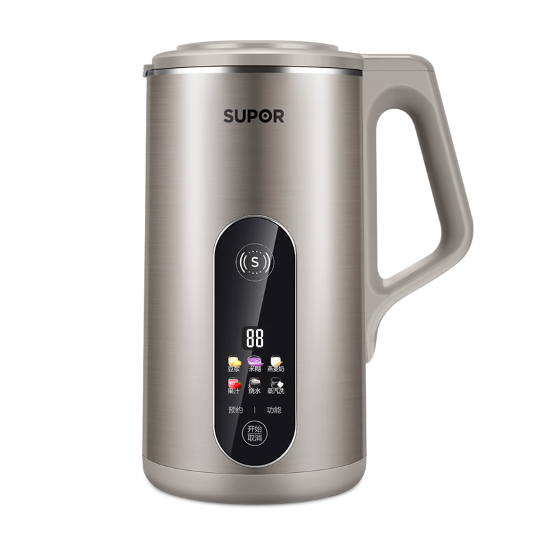 苏泊尔(SUPOR)豆浆机 1.2L家用多功能双钢彩屏304级不锈钢免滤预约料理机搅拌机 DJ12B-P39E