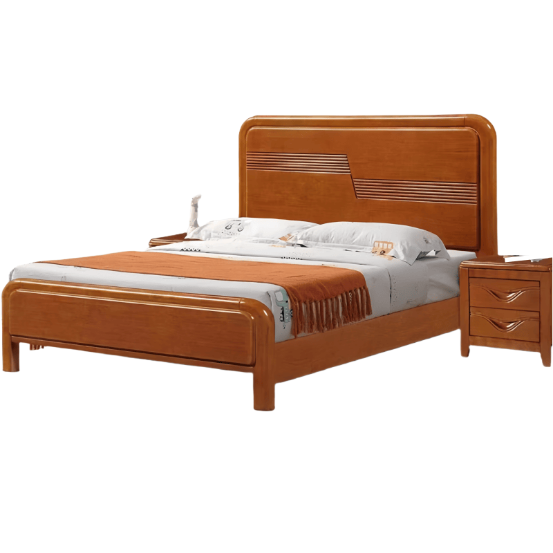 豫龙都实木床+床头柜 1.2m套