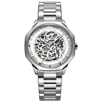 劳士顿(ROSDN)手表男时尚潮流男士手表防水镂空钢带自动机械表男表2623G