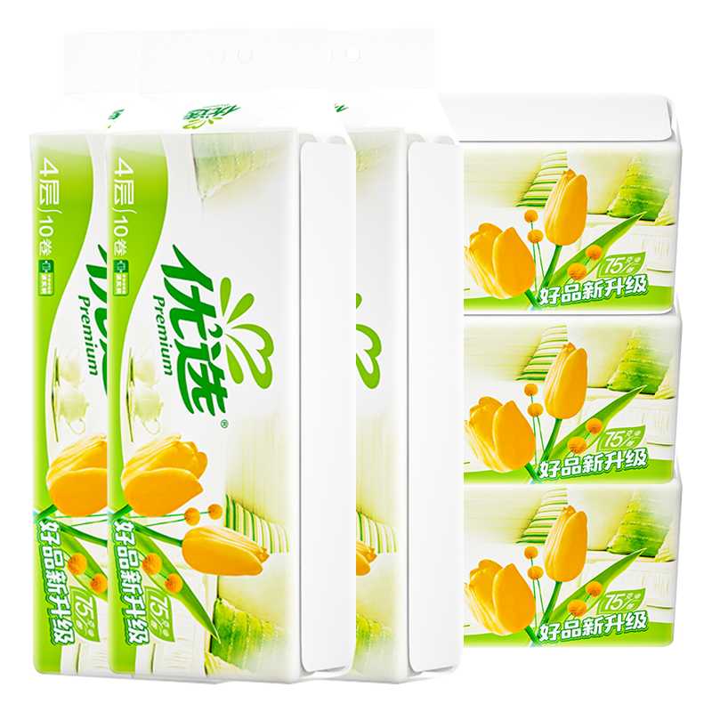 心相印卷纸75g优选郁金香系列四层无芯纸10粒*6提装LR910