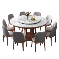 伟樽岩板实木圆桌160*160*76cm+椅子*10套