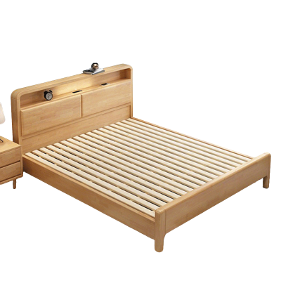 质凡北欧实木床简约带夜灯框架款ZF-SMC002/1350*2000*1000mm/张