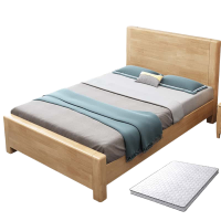 豫龙都单人实木床+床垫1.2m套