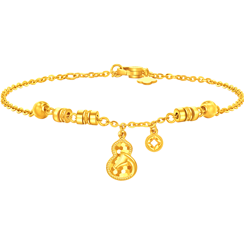 周大福马年生肖 寓意马上有福爆闪葫芦足金黄金手链女计价(工费460)EOF1680送生日礼物