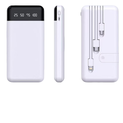 汐屹G15自带线充电宝CCC移动电源白色 10000mAh
