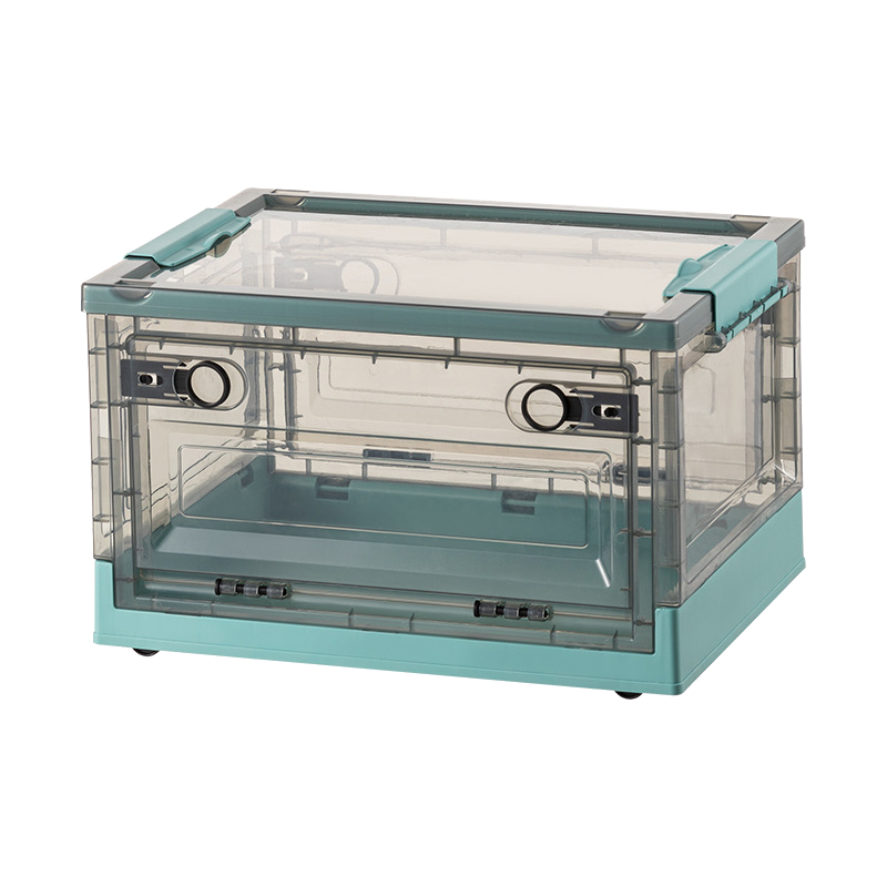 toptzy TZ5071705 户外便携透明折叠箱家用衣物防尘储物柜 大号 茶色配绿色