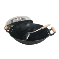 瓦图 双耳可抛木柄铁锅+锅盖+锅铲 40cm 个