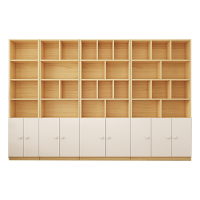 质凡全实木书架带门书柜落地置物架储物柜整墙展示柜 1200*240*2100mm