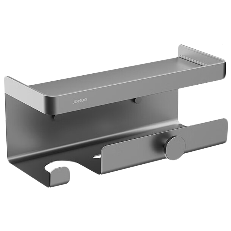 九牧(JOMOO)免打孔卫生间置物架浴室壁挂式多功能吹风机架厕所铝合金收纳架9304013/9303813