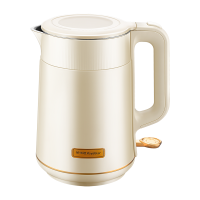 荣事达Royalstar不锈钢电水壶米白色1.5L防干烧底盘加热安全实用