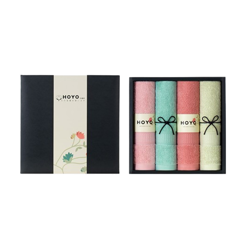 HOYO厚祐毛巾透气柔软臻品长绒棉礼盒四件套彩色系列4505