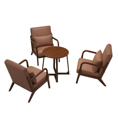 智叶舟休闲沙发组合单人位*3+小圆桌套