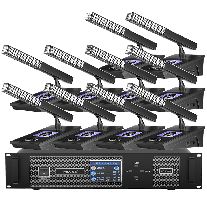 惠度(HuiDu)HD-8700专业有线手拉手会议麦克风讨论话筒工程系统阵列桌面电容话筒鹅颈款一拖八