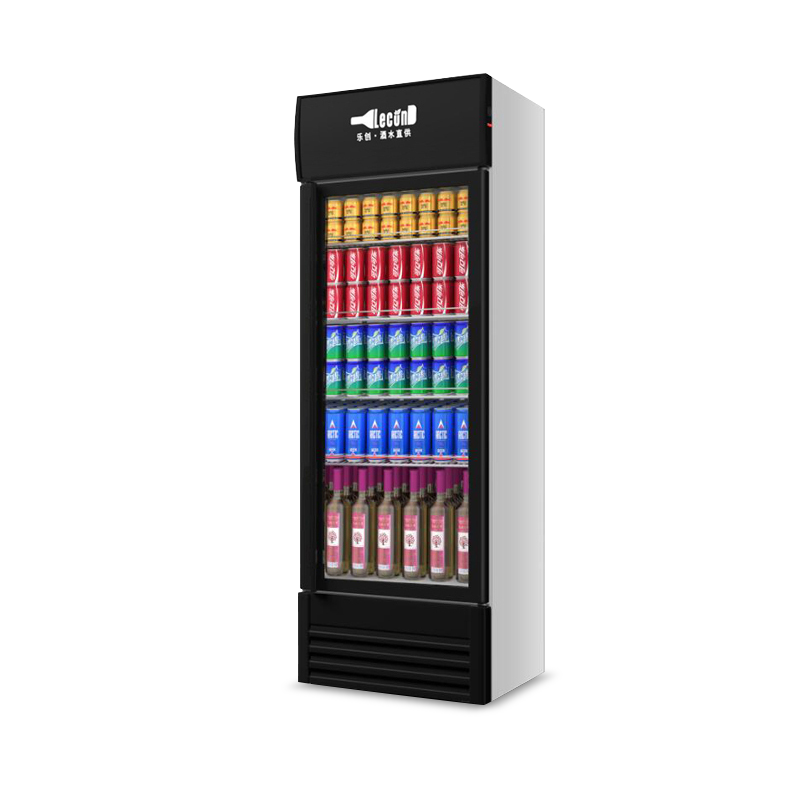 Lecon/乐创 单门黑色上机组-新款直冷展示柜冷藏柜黑色商用冰柜冰箱啤酒饮品保鲜柜饮料单门冷柜400 LC-ZDG01