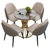 伟樽休闲桌椅岩板圆桌80*80*75cm+椅子*4套