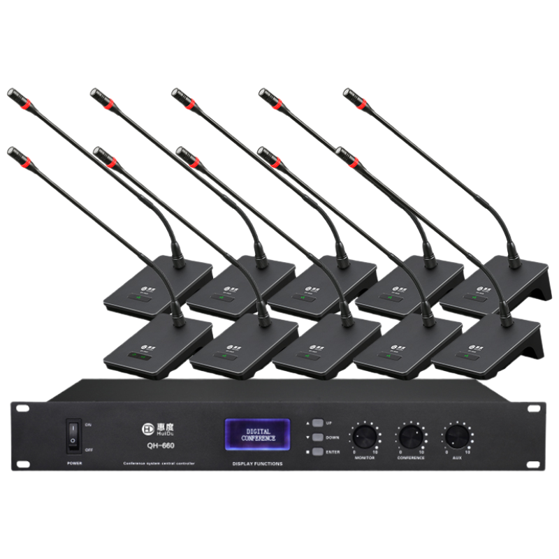 惠度(HuiDu)QH-660S专业有线手拉手会议麦克风工程会议话筒 多功能会议室桌面鹅颈麦克风一拖四