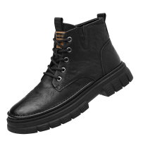 迪罗尼卡马丁靴男款秋季软皮新款英伦高帮工装短靴加绒保暖潮流靴子