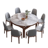 铭思达岩板餐桌1.5米一桌八椅套