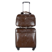 铁洋 子母拉杆箱 棕油皮套装 16寸 套