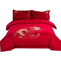 恒源祥TBK1007龙凤和美婚庆四件套200*230cm