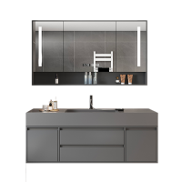 [免费安装]浴室柜组合岩石一体盆浴室柜组合卫生间洗脸盆面盆浴室镜卫浴洗手盆面盆洗漱台洗手台浴柜洗手池挂墙式智能镜柜