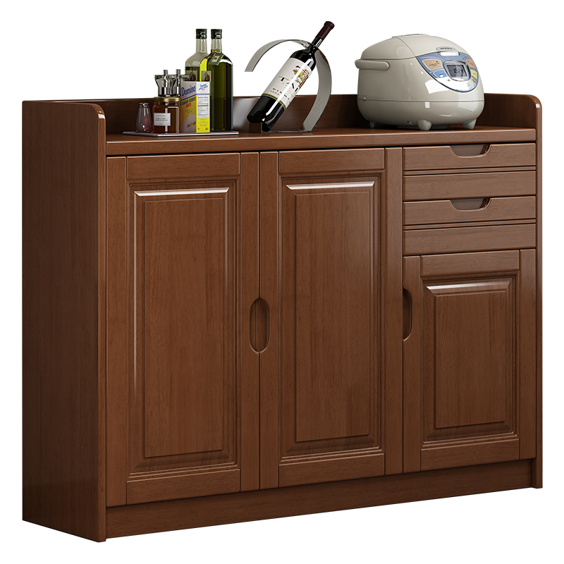 青木川 简约现代中式实木酒柜餐边柜一体靠墙客厅办公室收纳柜小户型茶吧机直饮机带烧水壶置物架矮柜储物柜带电磁炉泡茶桌多功能