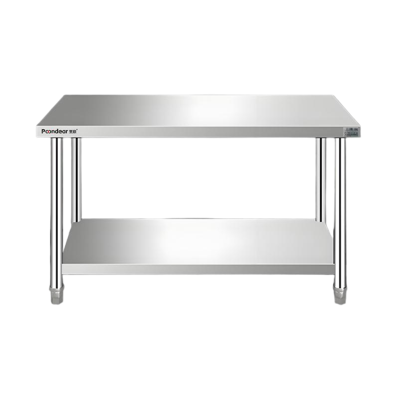 烹巅(Poondear)不锈钢厨房操作台(双层平板工作台)PD-PBCZT-1200