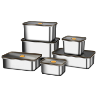 赫巴兹保鲜盒食品级304不锈钢饭盒水果盒冰箱专用密封收纳盒1310