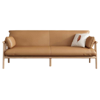 铭思达实木皮艺沙发大三人位张