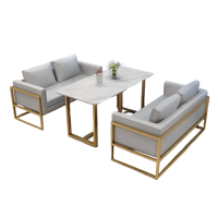 智叶舟休闲沙发组合双人位*2+长方桌套