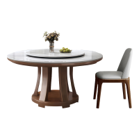 伟樽岩板实木餐桌120*120*76cm+椅子*4套