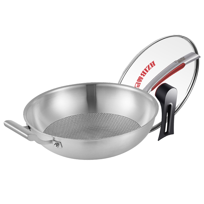 赫巴兹抗菌316不锈钢炒锅不粘锅家用无涂层燃气灶电磁炉通用1310