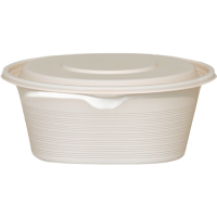 安居先森ANJU250411生物基环保餐盒HZ圆1500ml一箱200个小麦色一次性餐盒