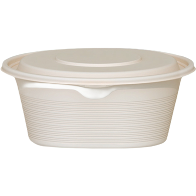 安居先森ANJU250411生物基环保餐盒HZ圆1500ml一箱200个小麦色一次性餐盒