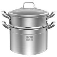赫巴兹304不锈钢蒸锅家用汤锅加厚多功能电磁炉燃气灶通用1310D