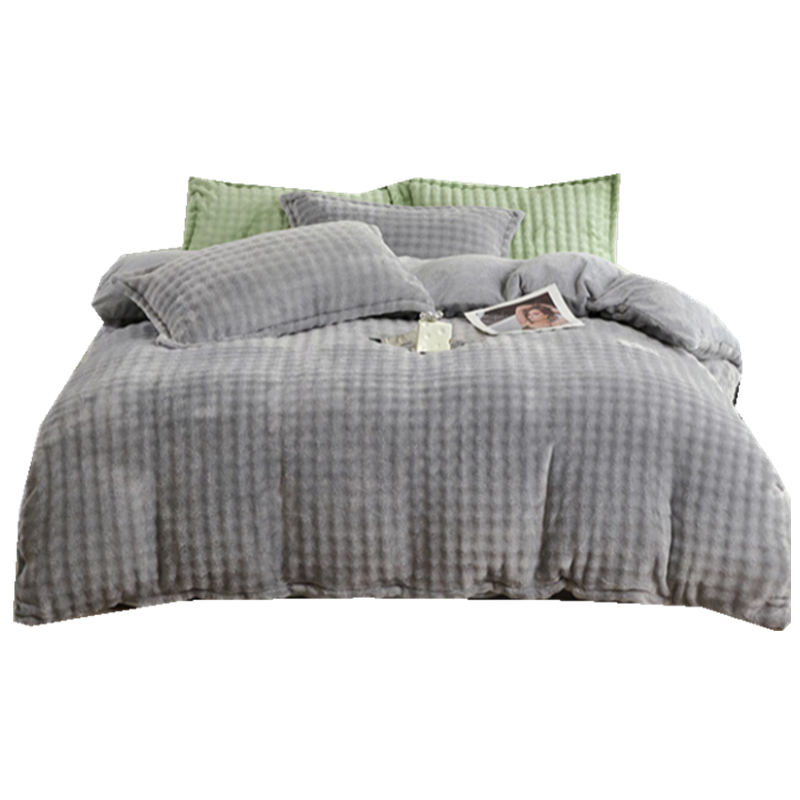 恒源祥TBK2069兔毛小泡绒四件套-高级灰200*230cm