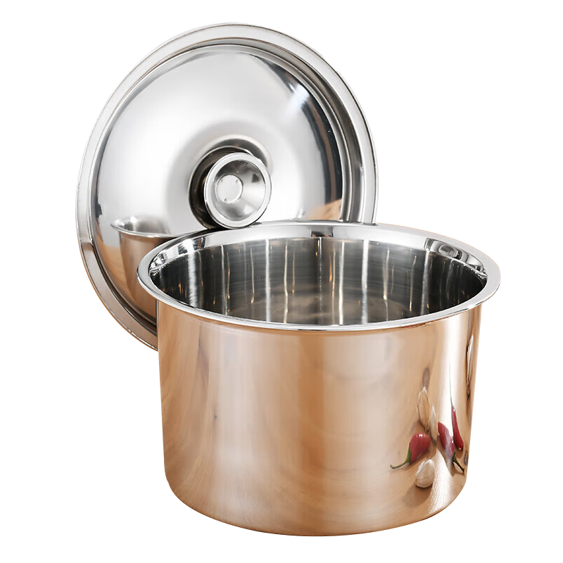 调味盒摆摊调料罐加厚不锈钢味盅带盖圆形猪油盆商用炖盅罐调料缸 带盖 [5件套] 22cm