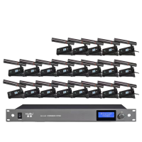 惠度(HuiDu)GLE-650专业有线手拉手麦克风数字会议讨论系统桌面式方管话筒一拖六