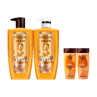 欧莱雅精油润养洗护发套装清洁柔顺500ml*2+随机洗/护100ml*2