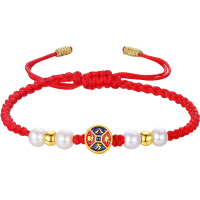 Alice爱丽丝珠宝 足金999八方来财珐琅福牌本命红绳 P0400055