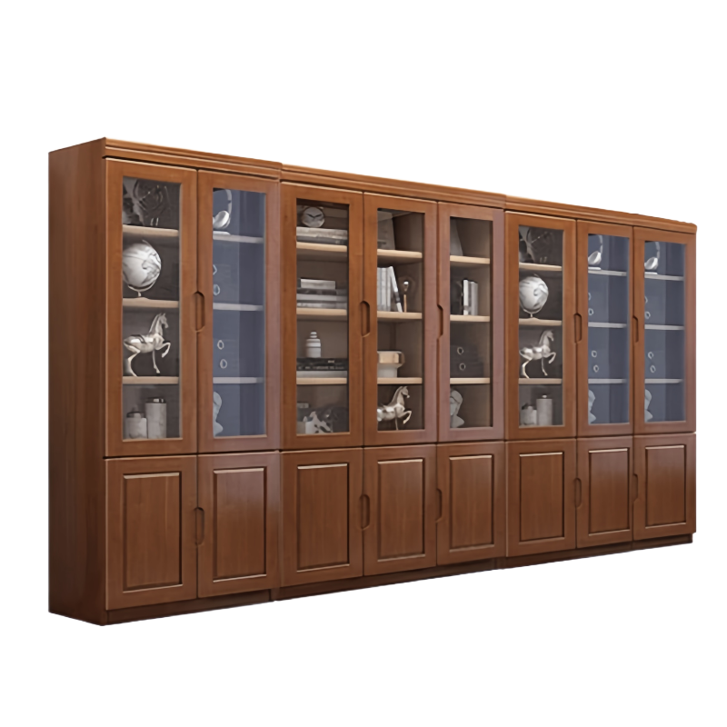豫龙都实木书柜展示柜八门个