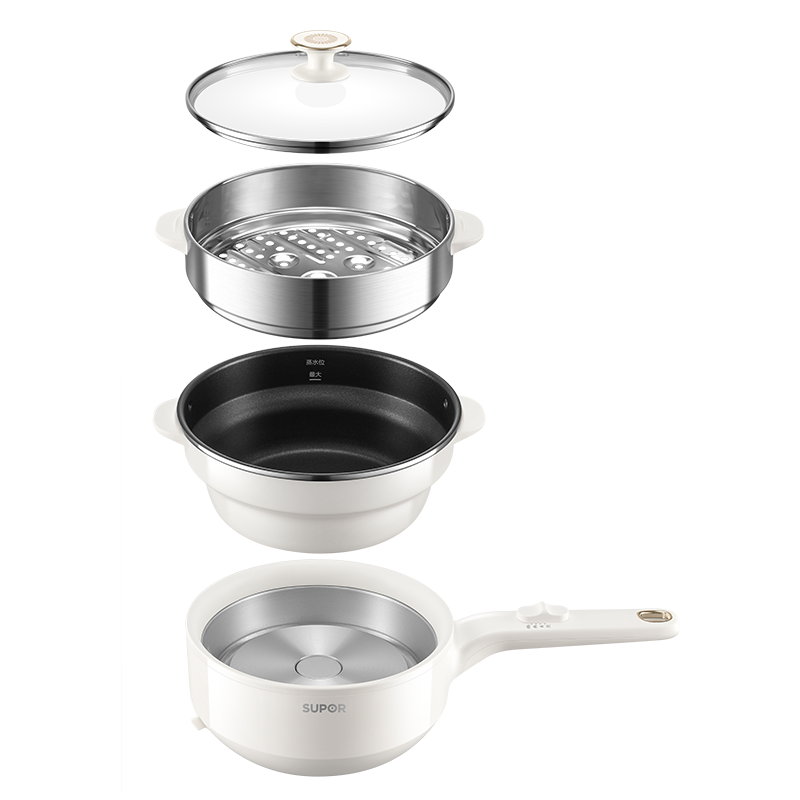 苏泊尔(SUPOR)电煮锅电炒锅电蒸锅宿舍小电火锅多功能分体式2.5L泡面锅带蒸屉多用途锅H25YK487A