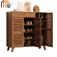 汐木质鞋柜三门一抽个