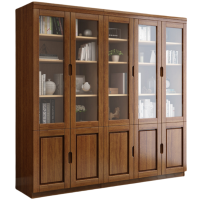 豫龙都实木书柜五门组