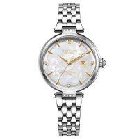 天王表金标送福18K金皇冠logo女表时尚小花瓣机械表钢带腕表51176