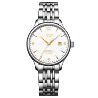 天王手表金标送福18K金皇冠logo女表商务休闲机械表钢带腕表5876