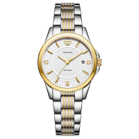 天王表金标送福18K金皇冠logo女表商务休闲钢带女士石英手表3731