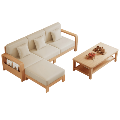 鑫木樽沙发三人位+脚踏+茶几套