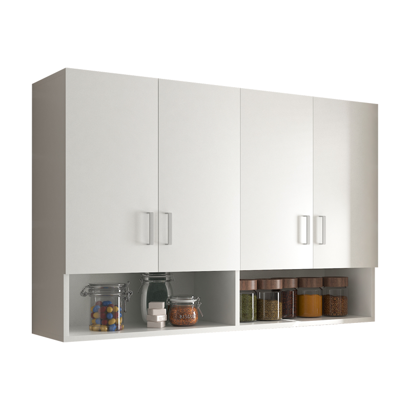 翌嘉YJ4122530 吊柜墙柜壁柜阳台柜客厅厨房卧室储物收纳柜 白色四门带底柜 1200*300*800